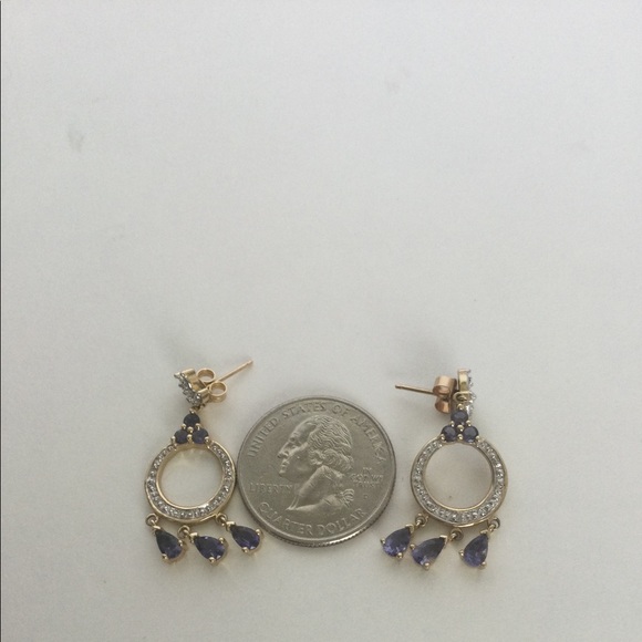 10k IOLITE CHANDELIER EARRINGS - Picture 3 of 6